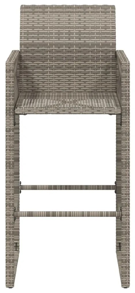 Bancos de bar para jardim 2 pcs vime PE cinzento