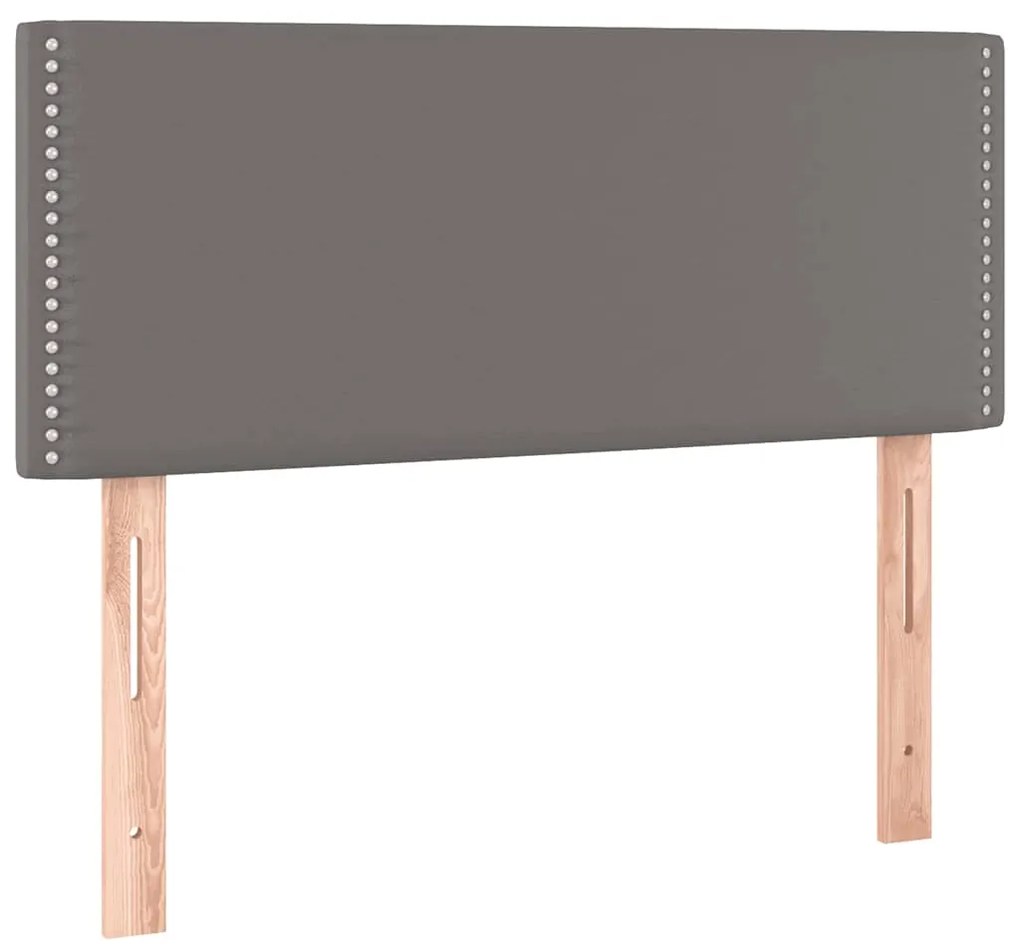 Cama box spring c/ colchão/LED 120x190cm couro artificial cinza
