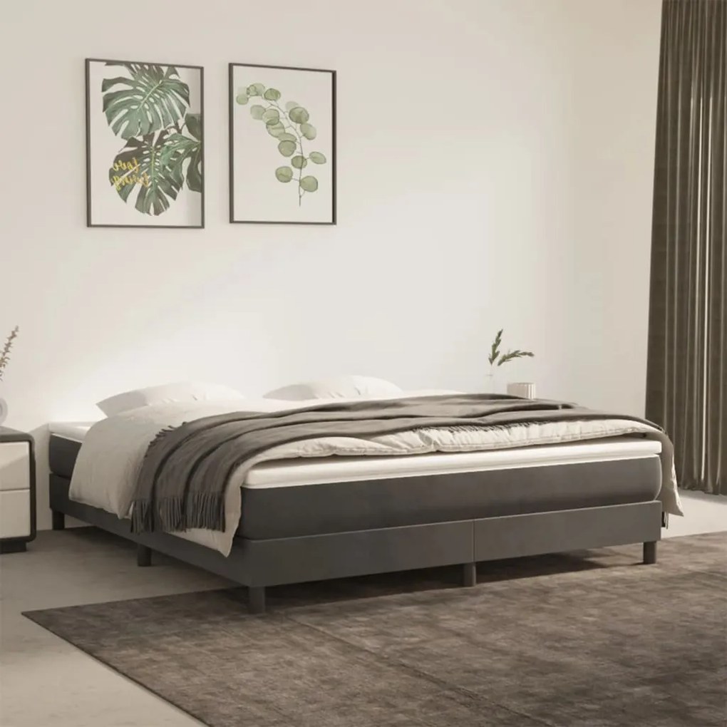 Estrutura de cama sem colchão 160x200 cm veludo cinzento-escuro