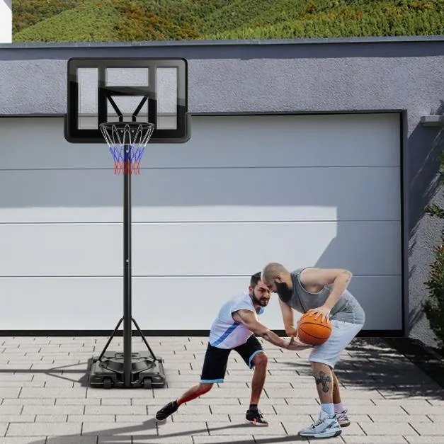 Cesto de basquetebol de 12 níveis 232-305 cm para adultos com rodas Inquebrável Preto