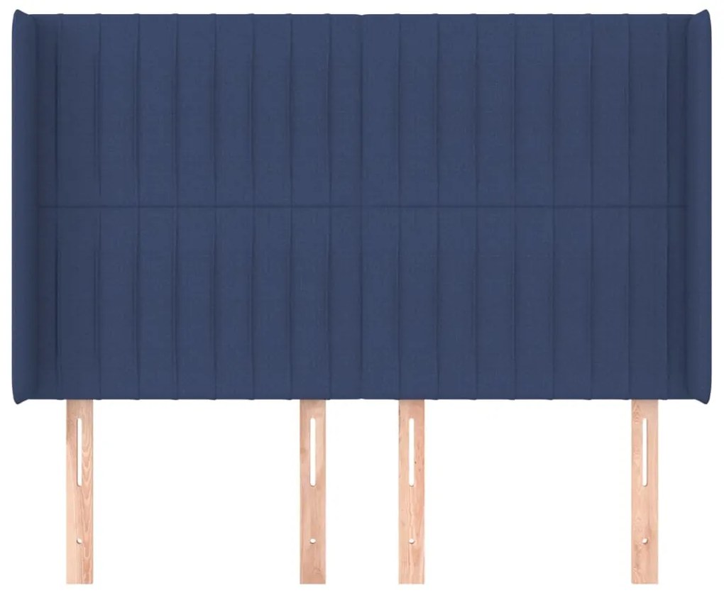 Cabeceira de cama c/ abas tecido 147x16x118/128 cm azul