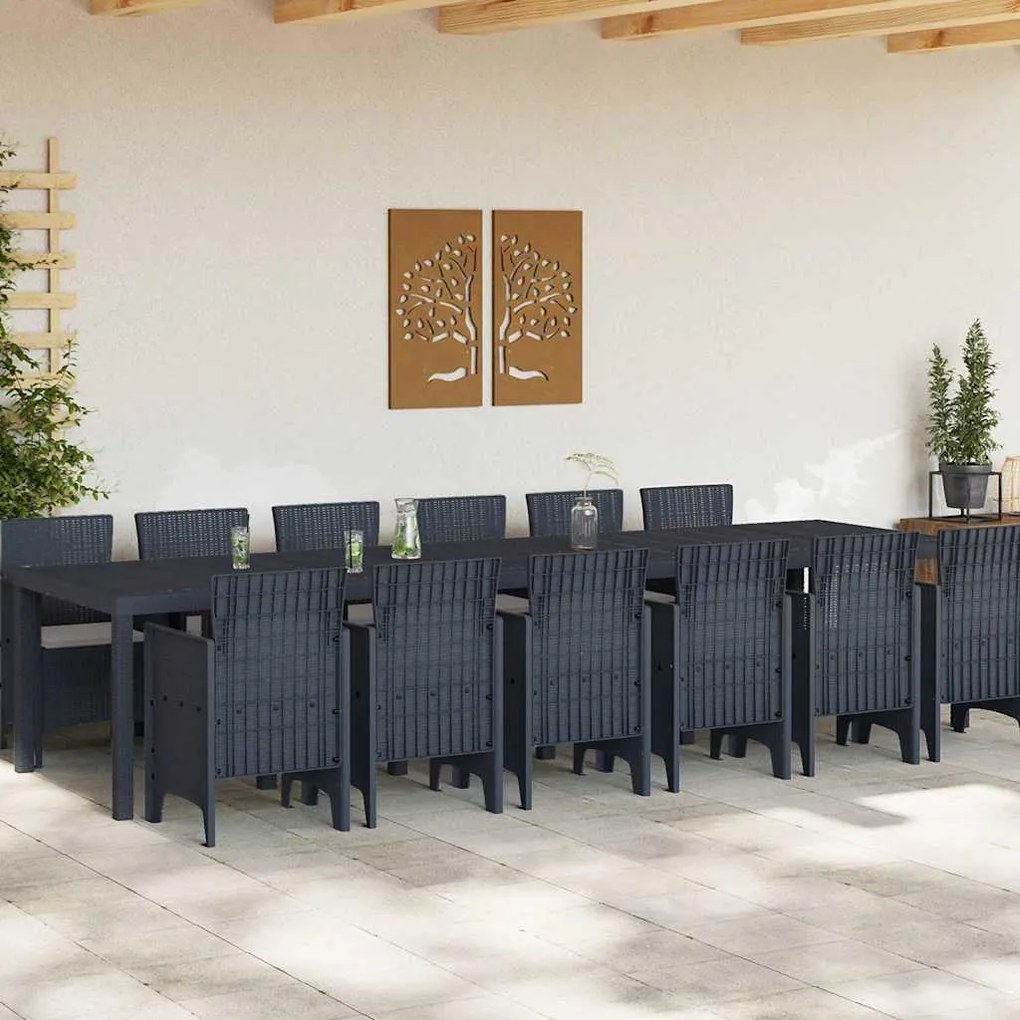 Conjunto de Jantar para Jardim com Almofadas 13 pcs Antracite