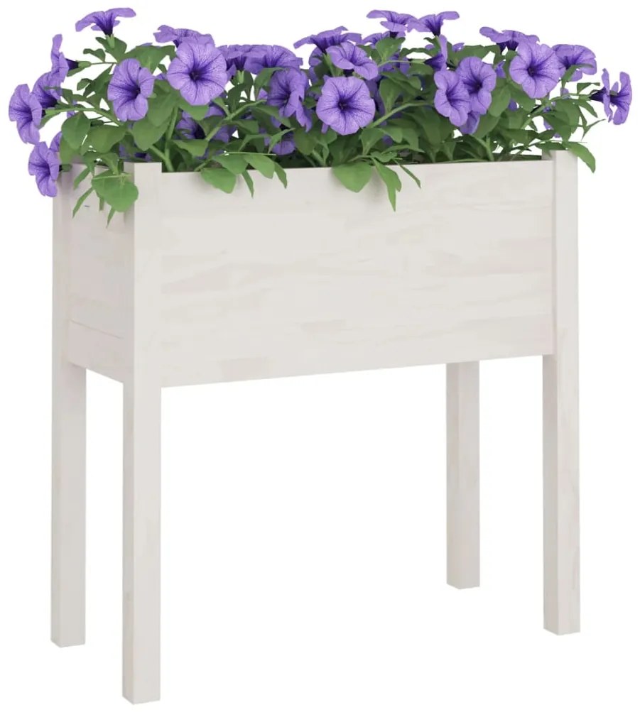Vaso de jardim 70x31x70 cm madeira de pinho maciça branco