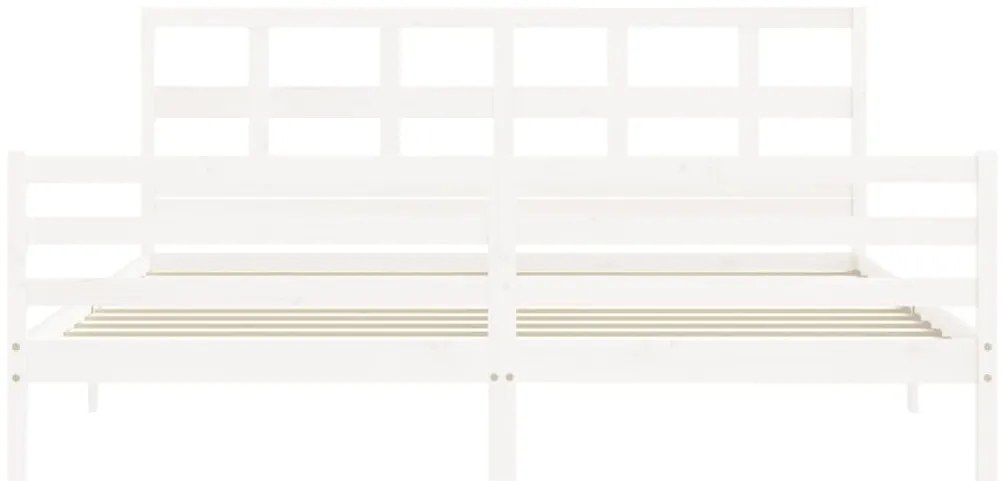 Estrutura de cama com cabeceira 200x200cm madeira maciça branco