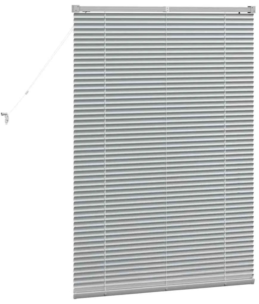 Persiana de Janela com cortinas Manual Prata 80 x 130 cm Alumínio