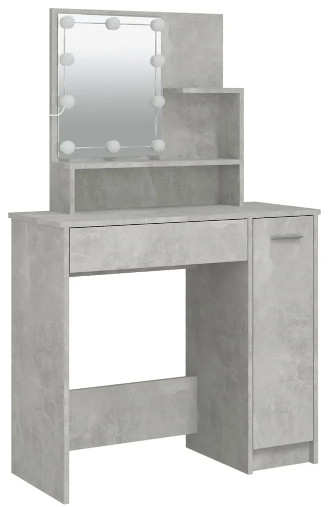 Toucador com LEDs 86,5x35x136 cm cinzento cimento