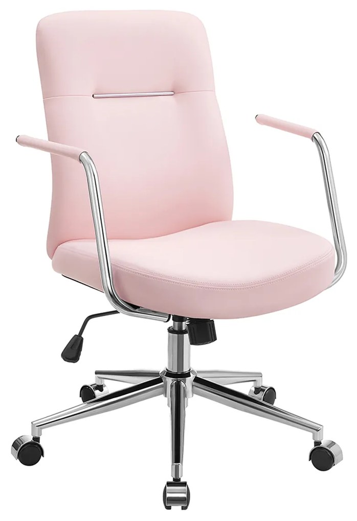 Cadeira de escritório com encosto e assento curvo cor-de-rosa pastel