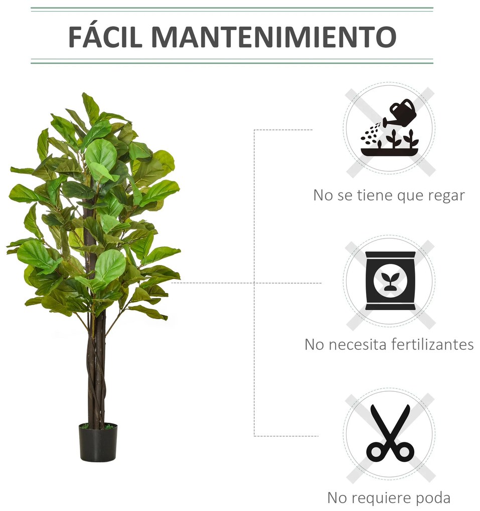 HOMCOM Planta Artificial Figueira no Vaso 155cm de Altura com 114 Folh