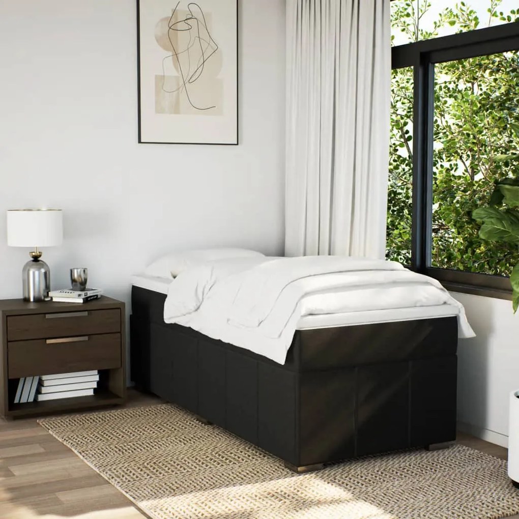 Cama com molas/colchão 90x200 cm tecido preto