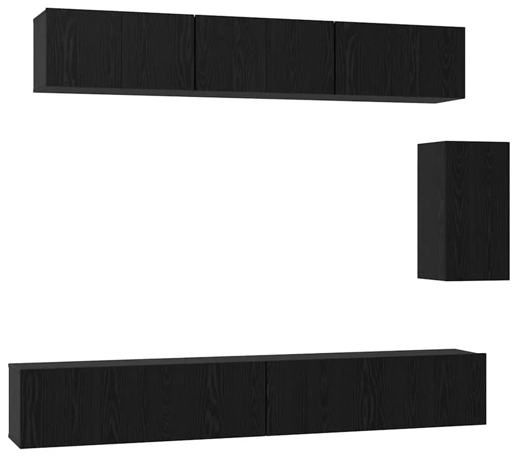 Conjunto de móvel de TV 6 pcs Carvalho Preto 100 x 30 x 30 cm