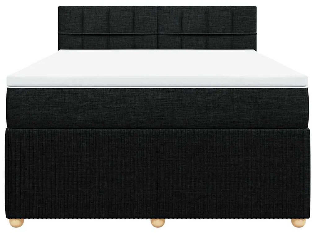 Cama com molas/colchão 160x200 cm tecido preto