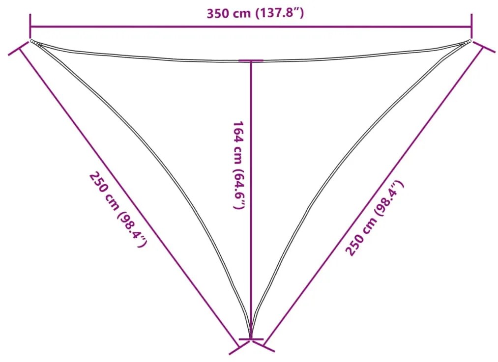 Toldo em tecido Oxford triangular 2,5x2,5x3,5 m antracite