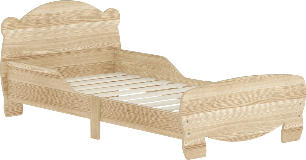 AIYAPLAY Cama infantil Cama juvenil Cama casinha com design de urso Cama divertida para crianças 3-6 anos 143,5 x 80 x 55 cm Madeira natural | Aosom Portugal