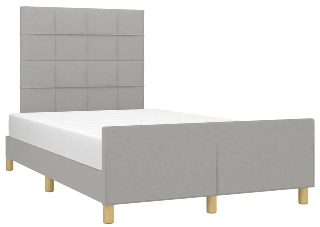 Estrutura de cama sem colchão 120x200 cm tecido cinzento-claro