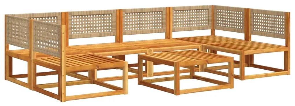 7 pcs conjunto sofás jardim c/almofadões madeira maciça acácia