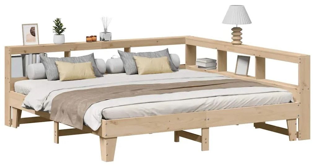vidaXL Cama com estante sem colchão 180x200 cm pinho maciço