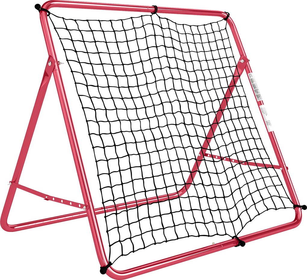 SPORTNOW Rede de Rebate Portátil para Futebol, 5 Ângulos Ajustáveis em Aço e Nylon de Dupla Camada, 103x72x89cm, Vermelho | Aosom Portugal