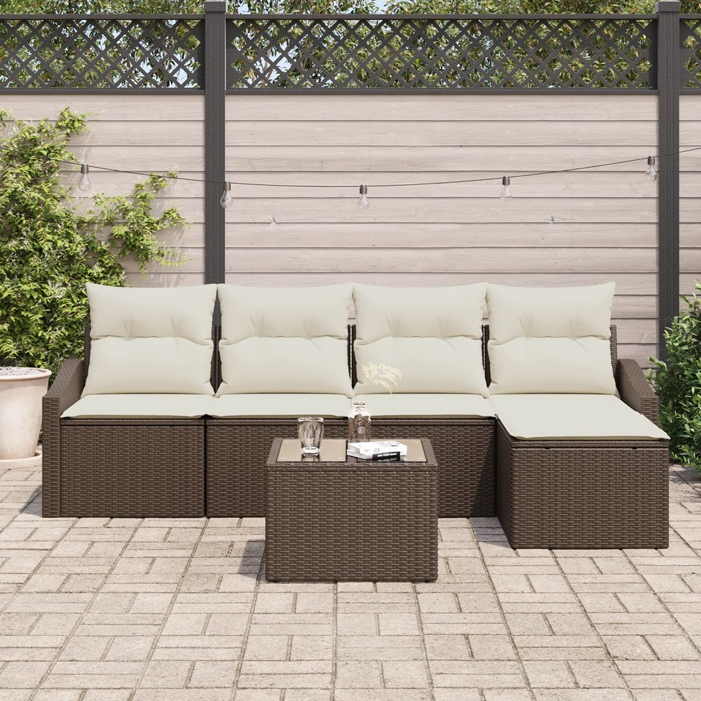 Conjunto de Jantar para Jardim de 5 Peças com Almofadas Cinza em Ratta
