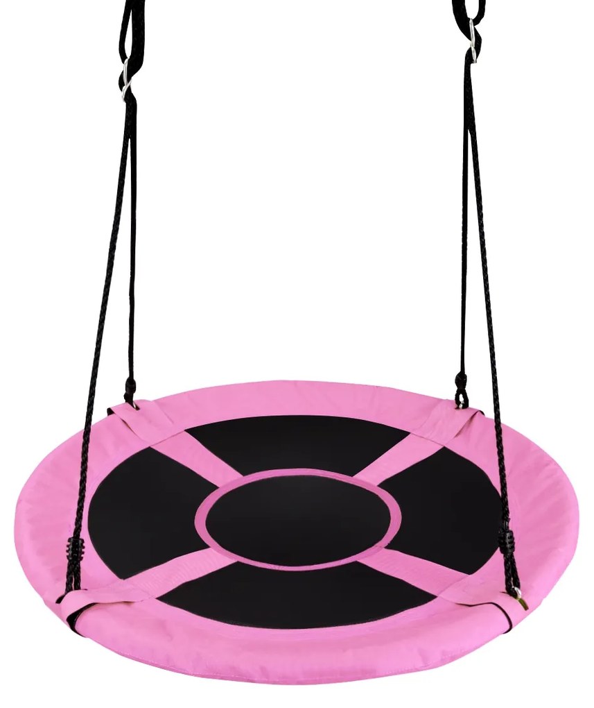 Baloiço Infantil redondo150kg Diâmetro 100cm Altura ajustável Baloiço de jardim exterior rosa