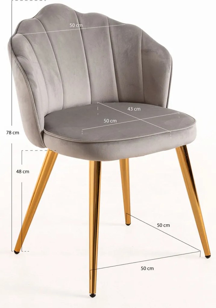 Cadeira Blume Gold Veludo - Cinza