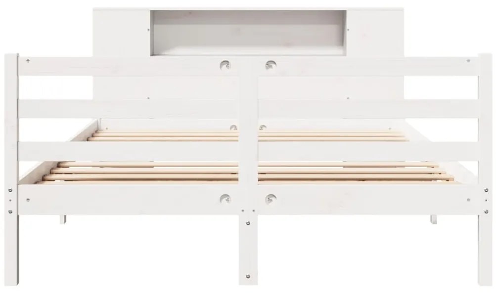 Cama com estante sem colchão 150x200 cm pinho maciço branco