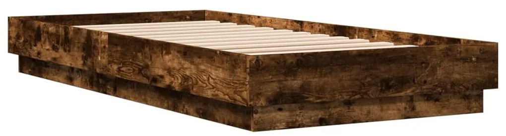 Estrutura de cama com luzes LED 90x200 cm carvalho fumado