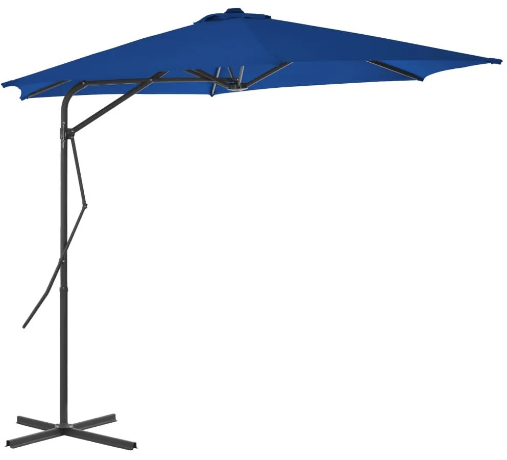 vidaXL Guarda-sol de jardim com poste de aço 300x230 cm azul