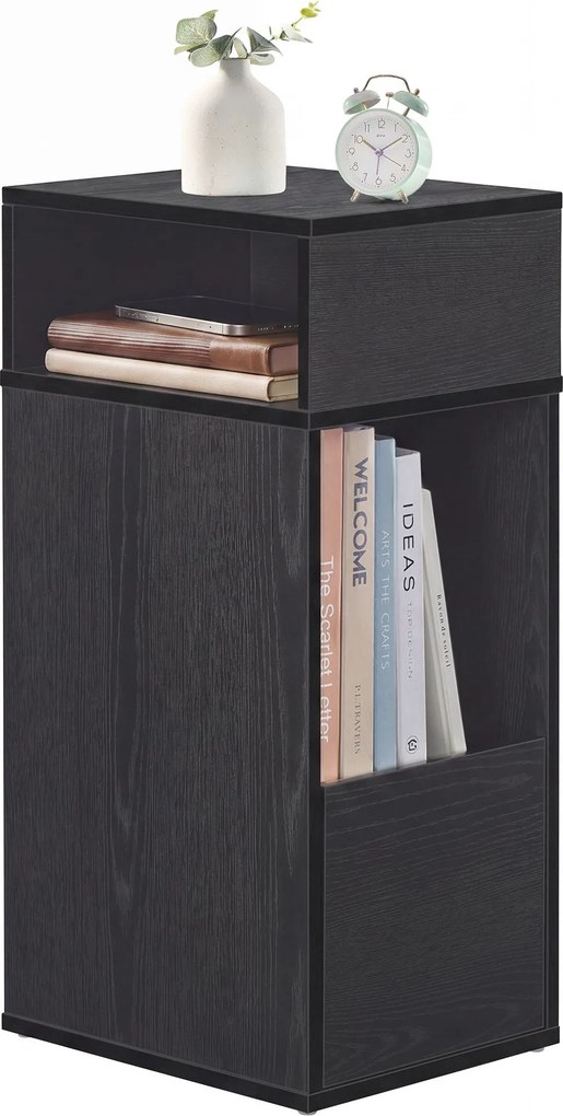 Mesa de cabeçeira com gaveta, 30 x 25 x 59,4 cm, preto