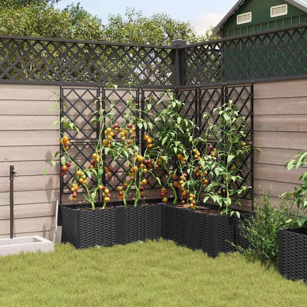 Jardineira com Treliça 5 pcs Preta 120x120x143 cm