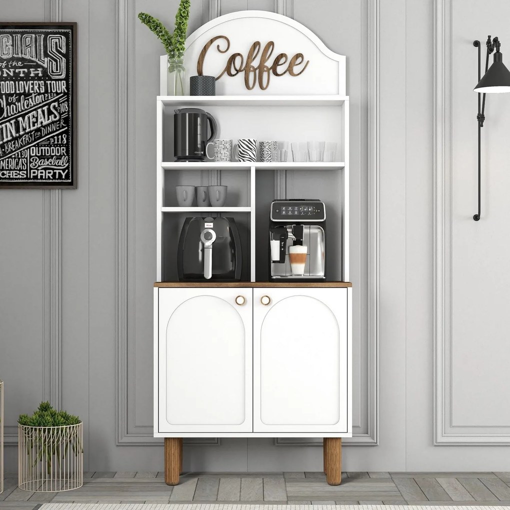 Armário de Cozinha/Sala "Caffè" - Branco - 81.3x201x35cm - Design Mode