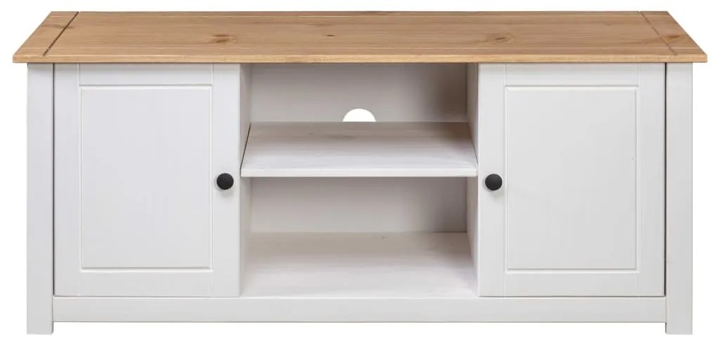Móvel de TV 120x40x50 cm madeira de pinho maciça Panama branco