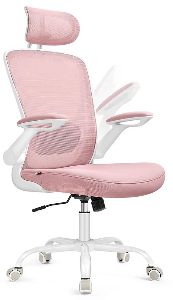 Cadeira de escritório ergonómica com função de baloiço rosa pastel