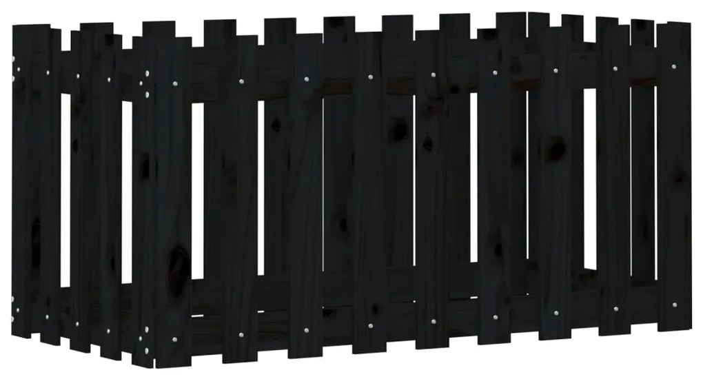 Canteiro elevado c/ design cerca 100x50x50cm pinho maciço preto