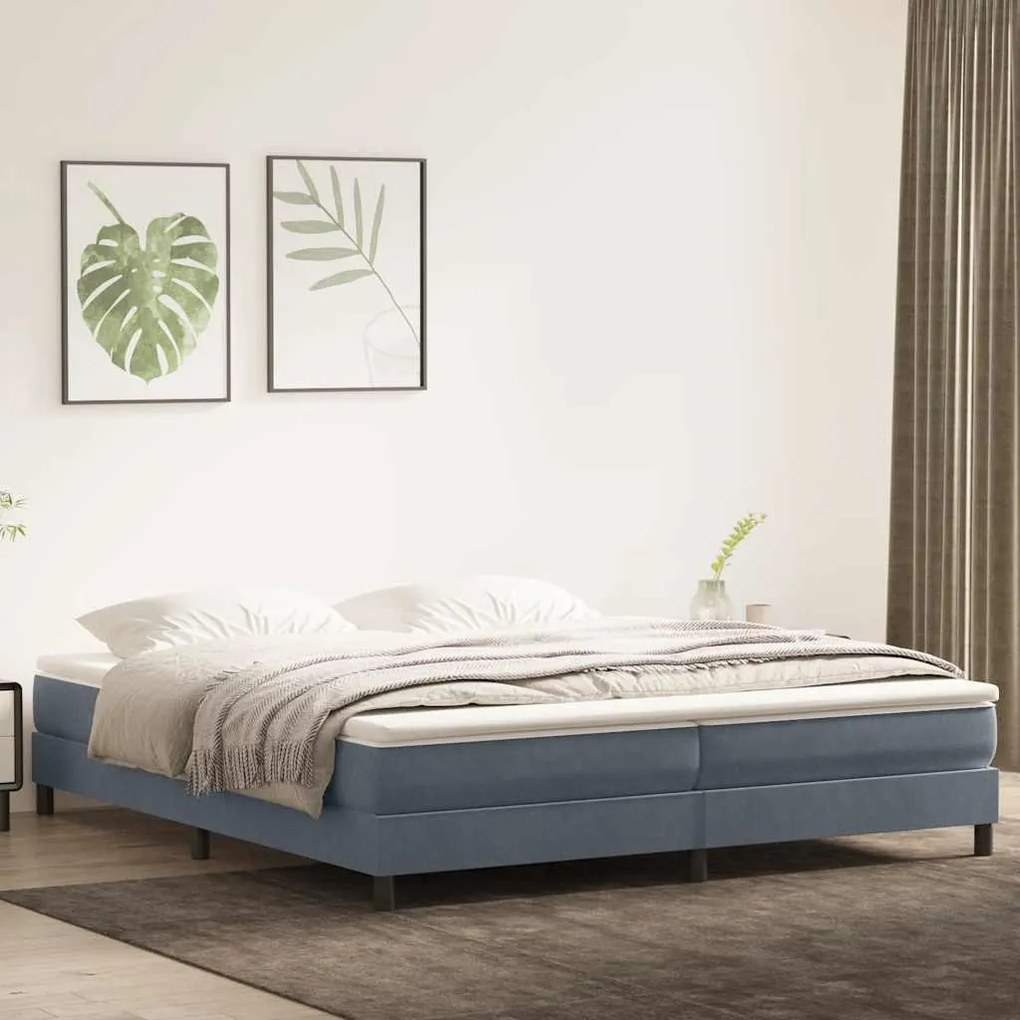 vidaXL Cama com molas colchão 200x210 cm veludo cinzento-escuro