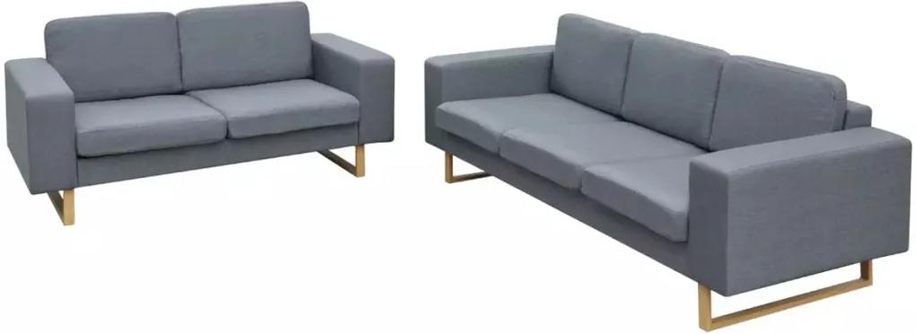 Conjunto sofá de 3 lugares e 2 lugares cinzento claro