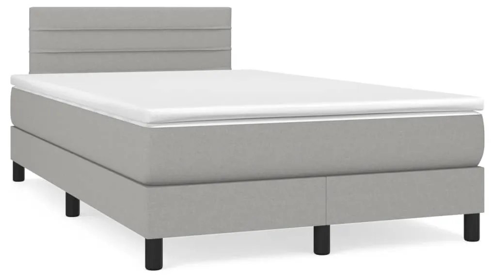 vidaXL Cama boxspring com colchão 120x190 cm tecido cinzento-claro