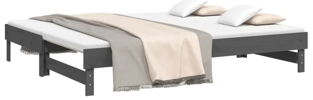 Sofá-cama de puxar 2x(90x200) cm pinho maciço cinza