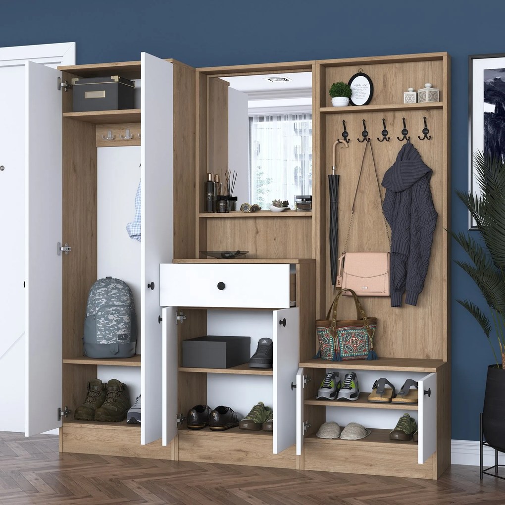 Hall Stand P6 – White/Nogueira – 179,4x182,8x37,5 cm
