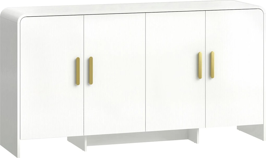 HOMCOM Aparador de Cozinha com 4 Prateleiras 4 Portas com Fecho Suave Móvel para TV de 72 Polegadas 152x40x80 cm Branco | Aosom Portugal
