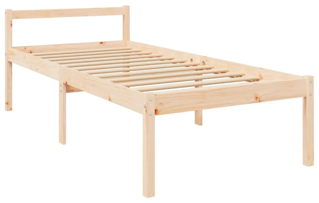 Cama para idosos de solteiro pequena + cabeceira madeira maciça