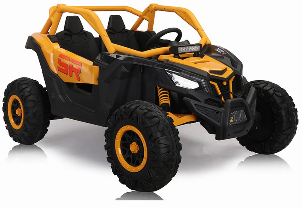 Carro elétrico para Crianças 24V 4x4 2 Lugares Buggy SR SUPER 66 Rodas de espuma EVA, Assento Couro Amarelo