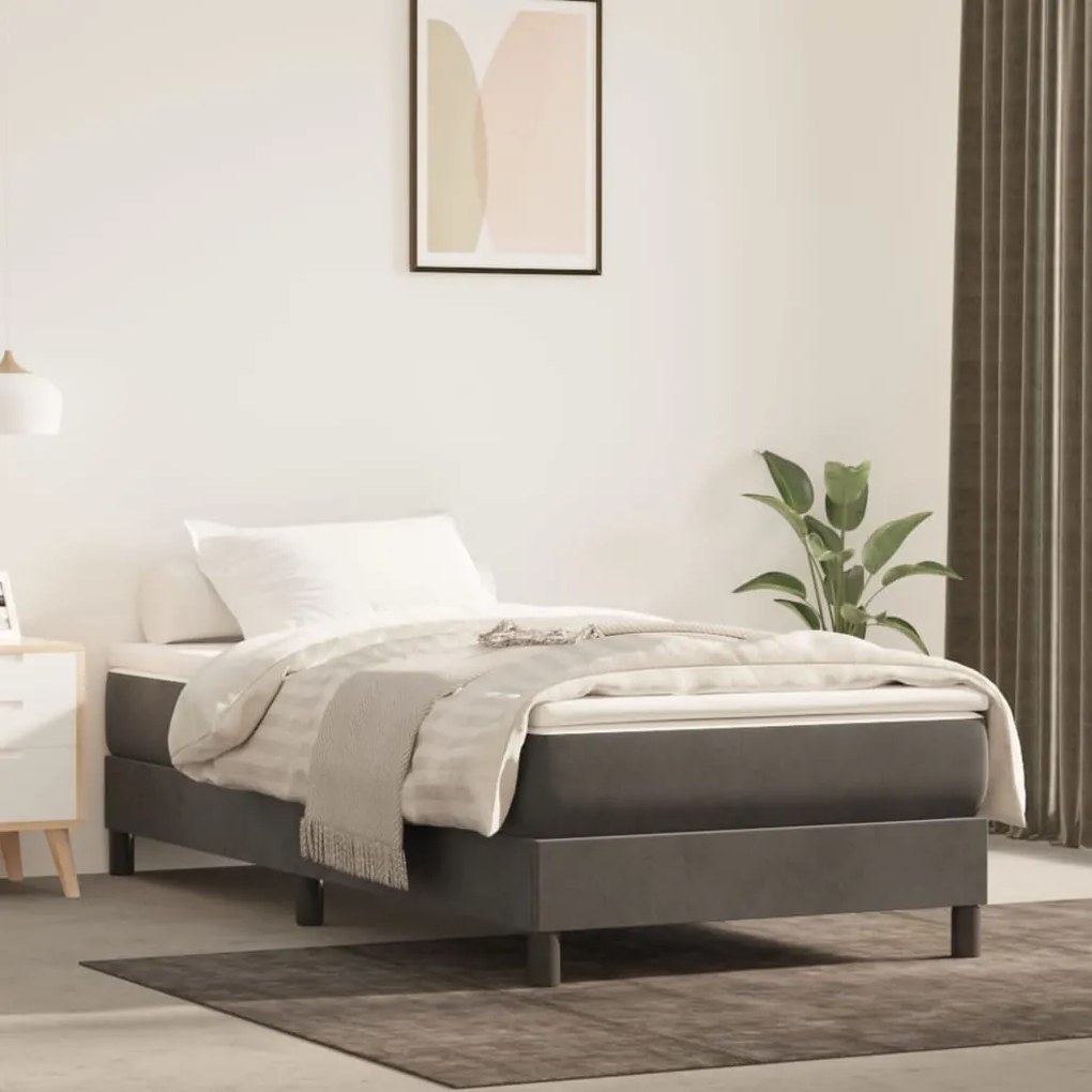 347689 vidaXL Colchão de molas ensacadas 80x200x20 cm veludo cinza-escuro