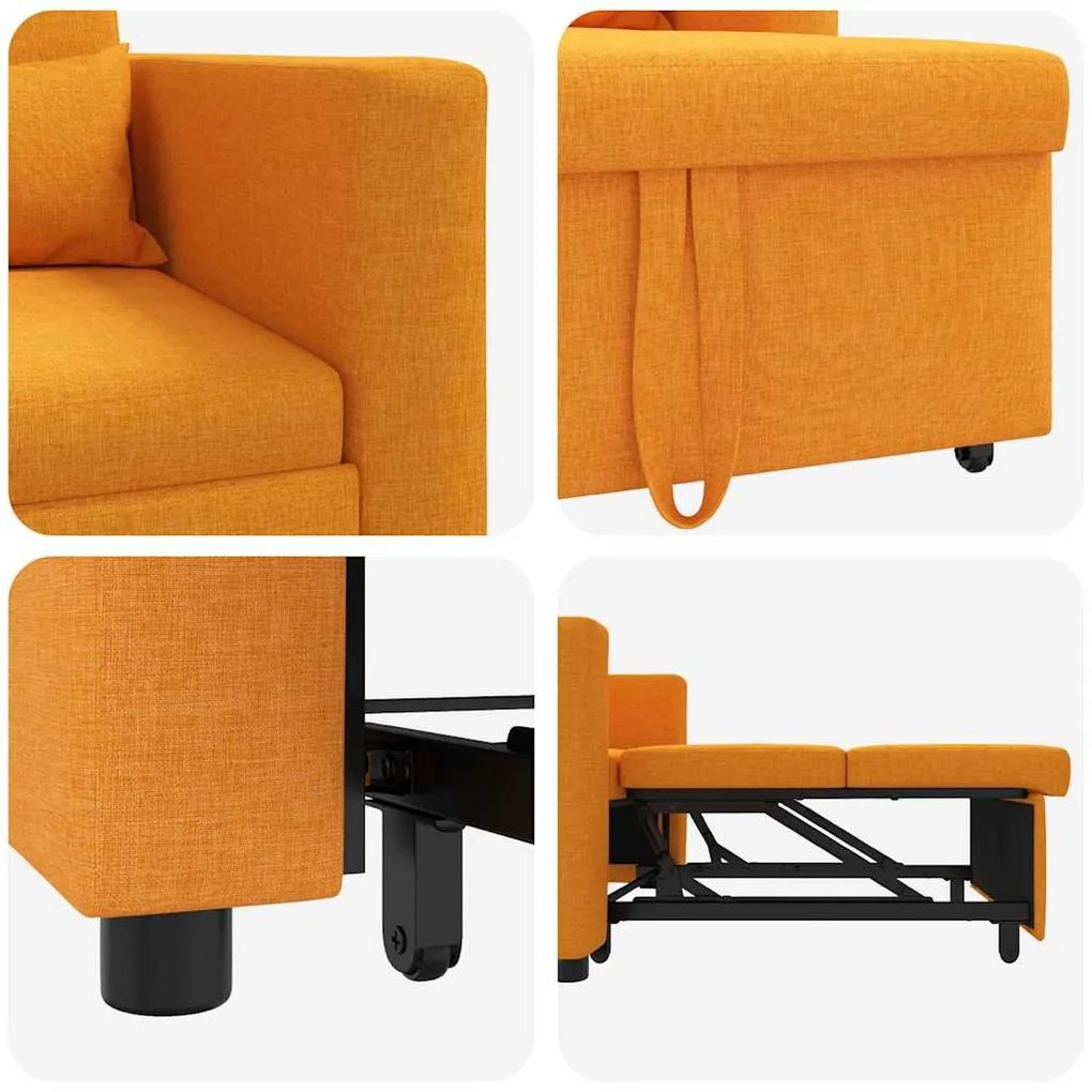 Sofá-cama Individual 3 em 1 Conversível Amarelo Escuro em Tecido