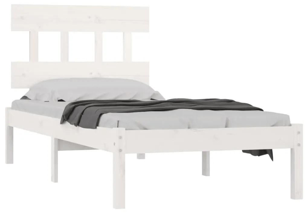 Estrutura de cama 90x200 cm madeira maciça branco