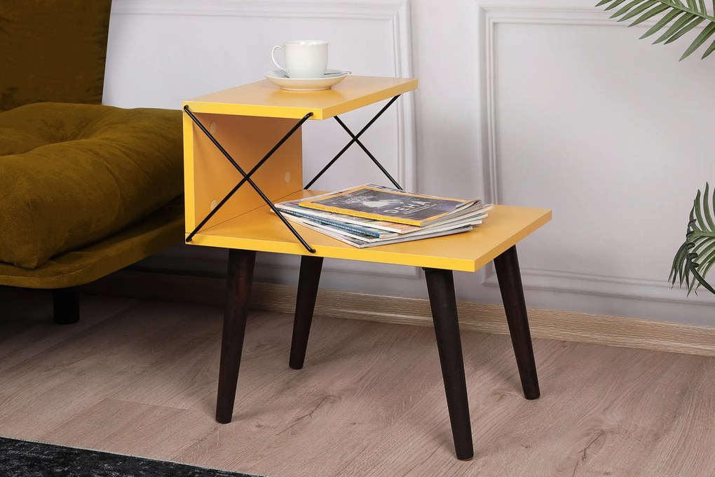 Mesinha de Cabeceira Cross – Amarela – 50x55x40 cm