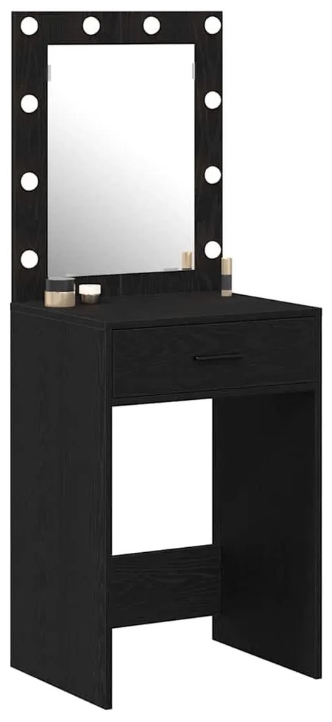 Mesa de Maquilhagem com Luzes LED Carvalho Preto 50x41x135 cm
