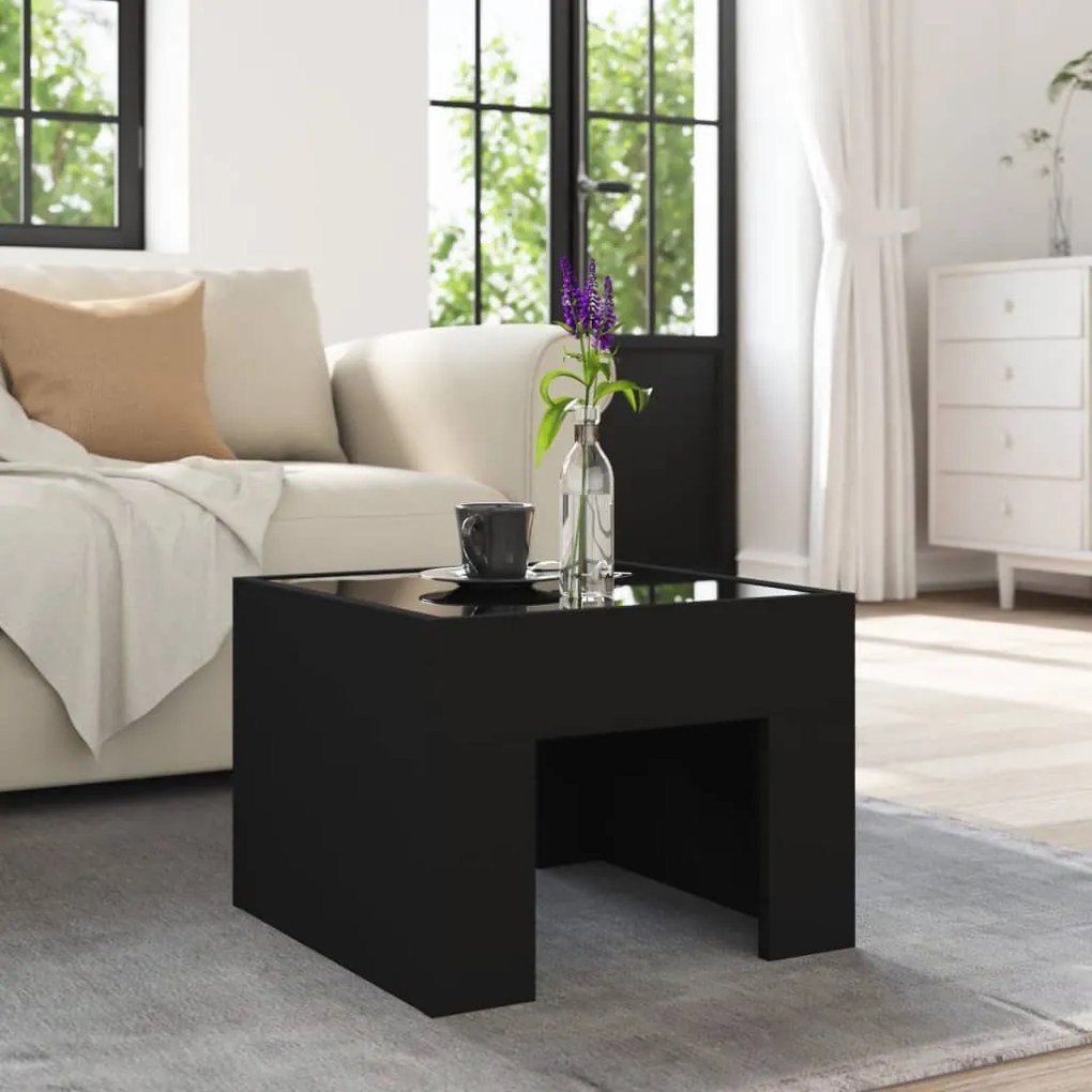 Mesa de centro com luzes LED Infinity 40x40x30 cm preto