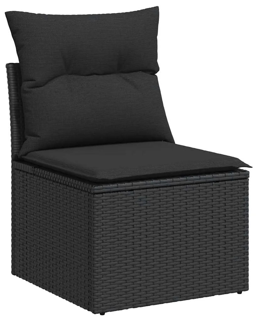 6 pcs conjunto sofás de jardim c/ almofadões vime PE preto