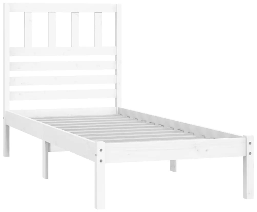 Estrutura cama de solteiro pequena 75x190cm pinho maciço branco