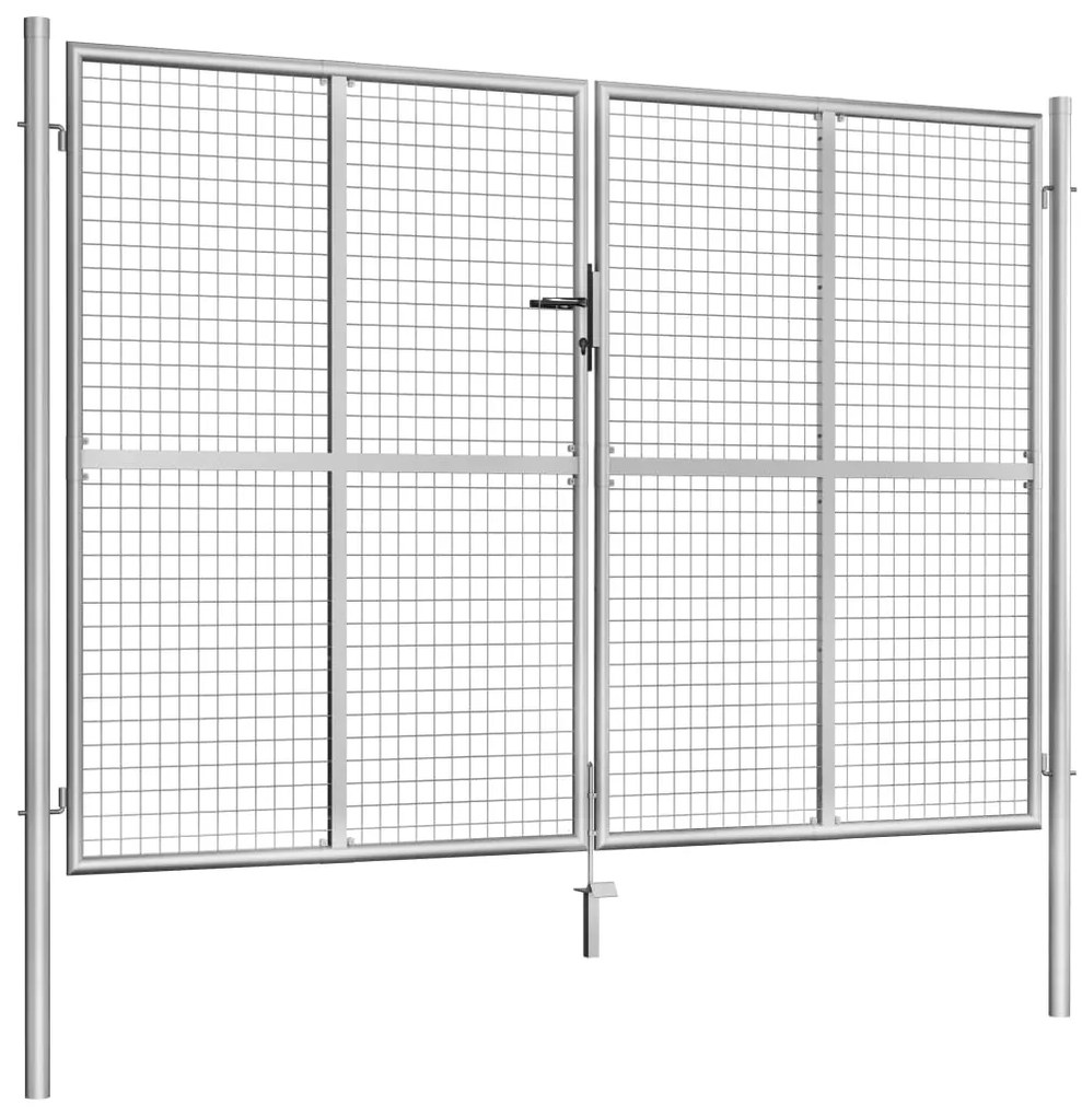 Portão de jardim em aço galvanizado 306x225 cm prateado